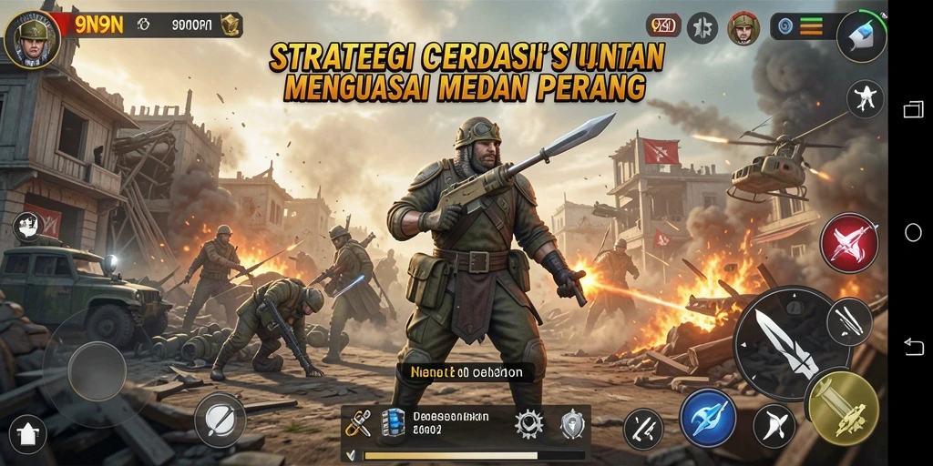 Tampilan strategi seru dalam gameplay 9N9N, fokus pada taktik dan keputusan.