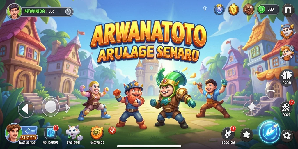 Tangkapan layar dari gameplay seru ARWANATOTO dengan tantangan Arcade.