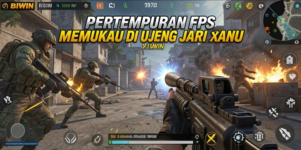 Screenshot gameplay <strong>BIWIN</strong> menampilkan aksi tembak-menembak yang intens dan mendebarkan.