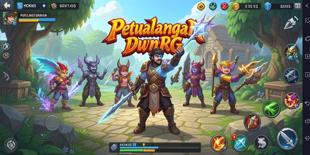 Screenshot HOKI65 menunjukkan aksi pertempuran epik di dunia RPG.