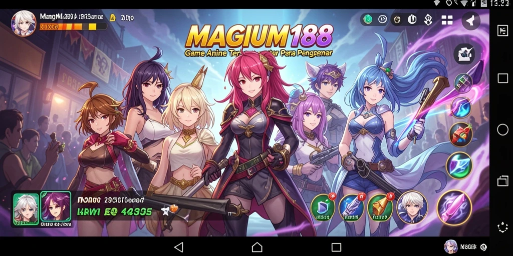 Screenshot gameplay MAGNUM188 yang menunjukkan pertarungan karakter Anime.
