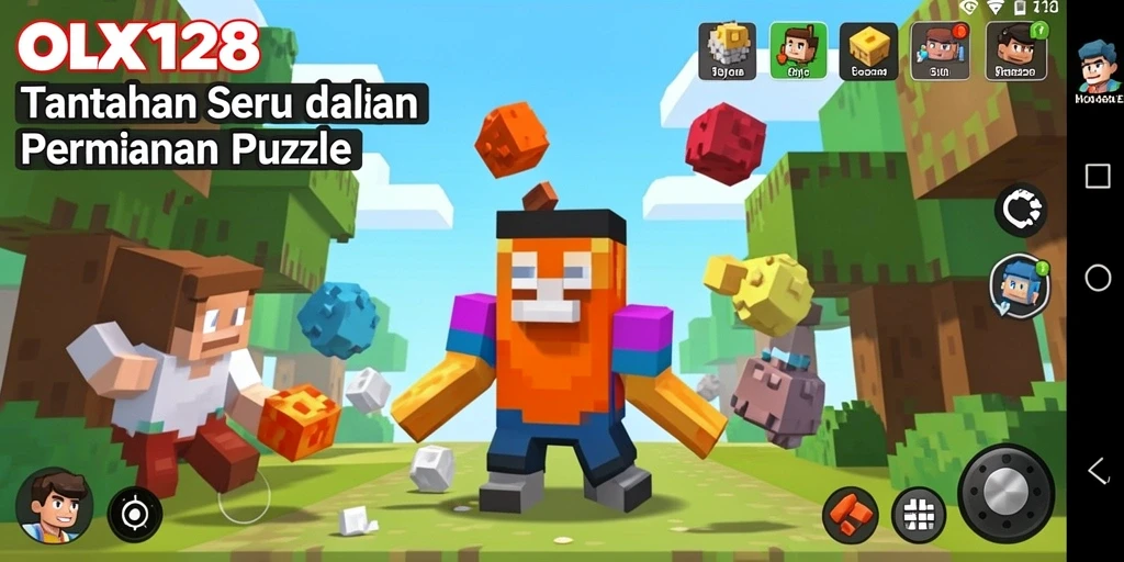 Tangkapan layar utama OLX128 menunjukkan gameplay puzzle yang seru dan menantang.