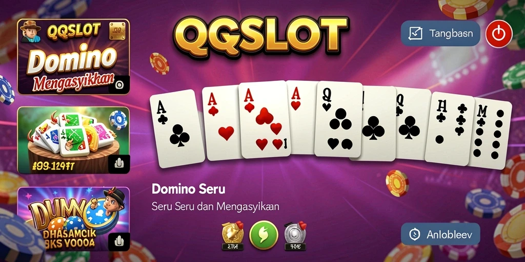 Screenshot utama QQSLOT menampilkan gameplay Domino yang seru.