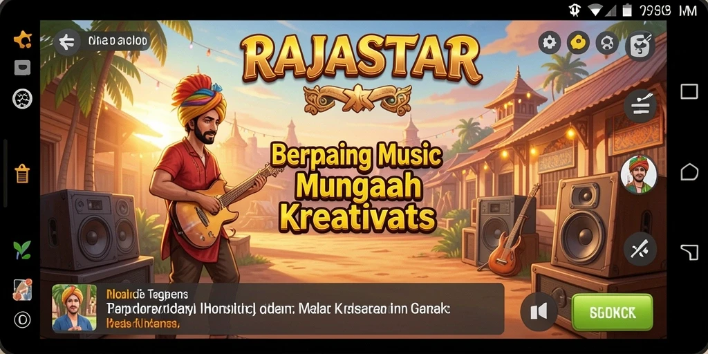 Tampilan gameplay <strong>RAJASTAR</strong> yang menarik dengan interaksi musik yang seru.