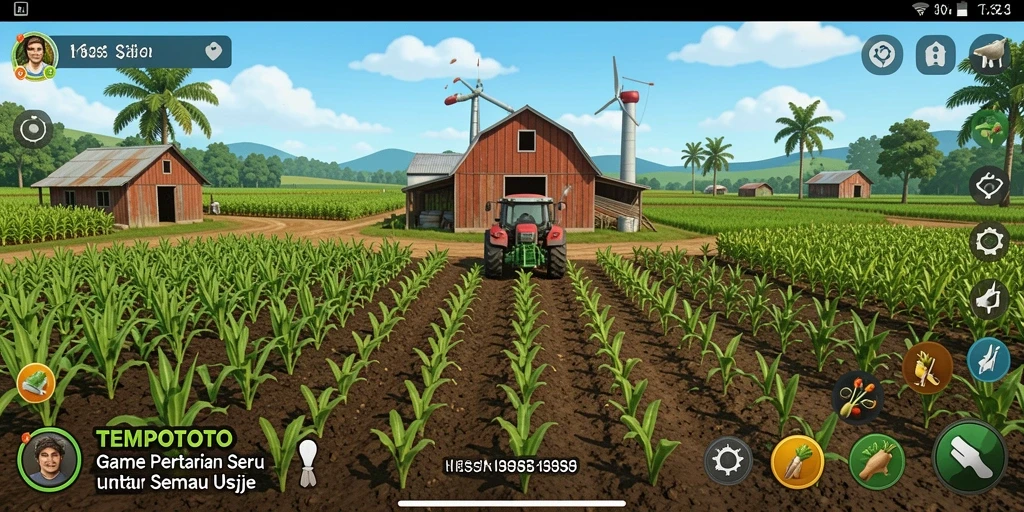 Tampilan screenshot gameplay TEMPOTOTO dengan aktivitas pertanian yang menyenangkan.