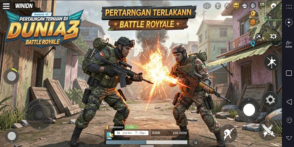 Tampilan menegangkan dari gameplay WINIDN dalam arena Battle Royale.